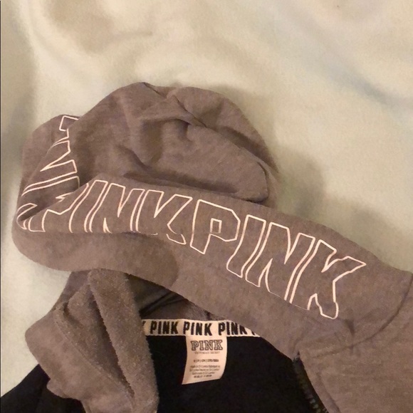 PINK crop top zip up hoodie - Picture 2 of 4